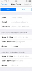 Configurar email no IOS 7 VWHOST